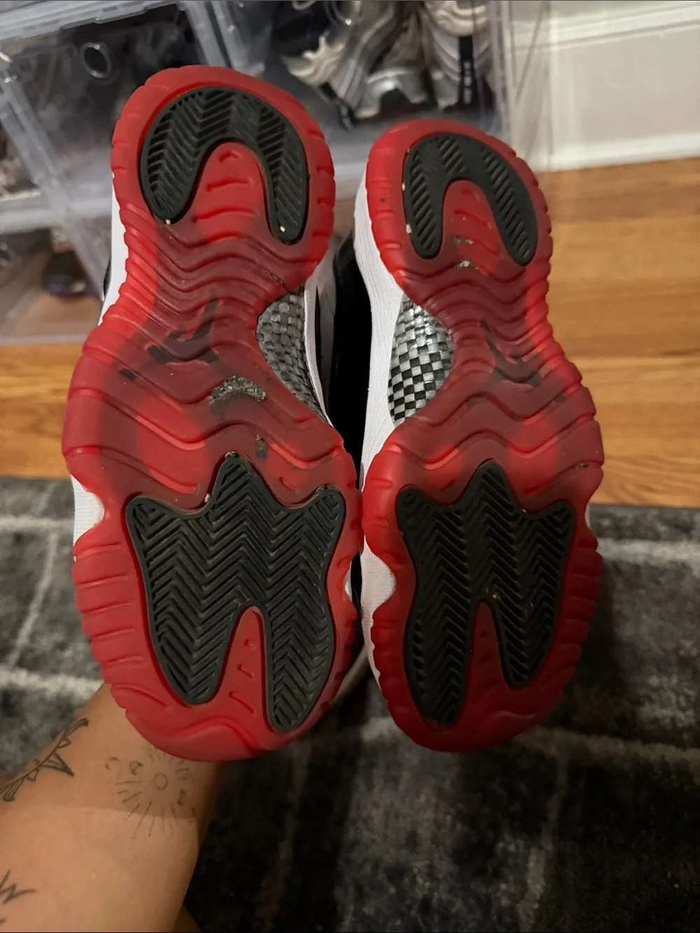 Two pair Jordan Retro 11 Low Kids' Sneakers - Black & White/Red